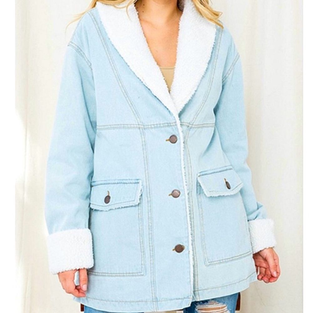 Ashley Vintage Charm L Women's Denim Sherpa-Lined Jacket